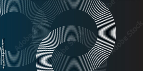 Dark blue abstract background with glowing geometric lines. Modern shiny blue diagonal rounded lines pattern. Futuristic technology concept