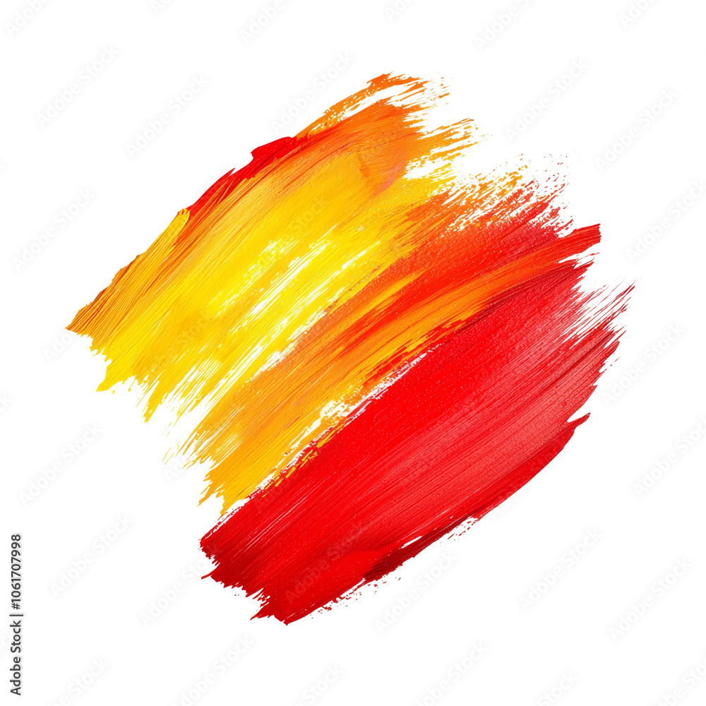 Abstract Red and Yellow Paint Stroke on Green Background. Abstract Red and Yellow Paint Stroke on Green Background.
