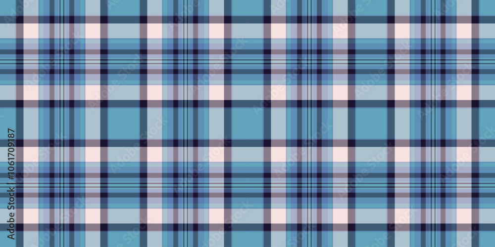 Old-fashioned texture fabric background, picture tartan vector plaid. Spring textile seamless pattern check in cyan and blue colors.