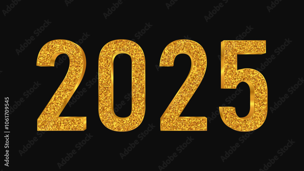 2025 gold glitter numbers. New Year vector illustration 2025 gold glitter numbers. New Year vector illustration