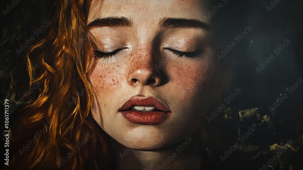 A portrait art painting in a classical style, with realistic brushwork capturing the subject's emotions and features in fine detail