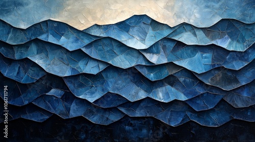 Wallpaper Mural Abstract depiction of layered blue waves, conveying depth and tranquility. Torontodigital.ca