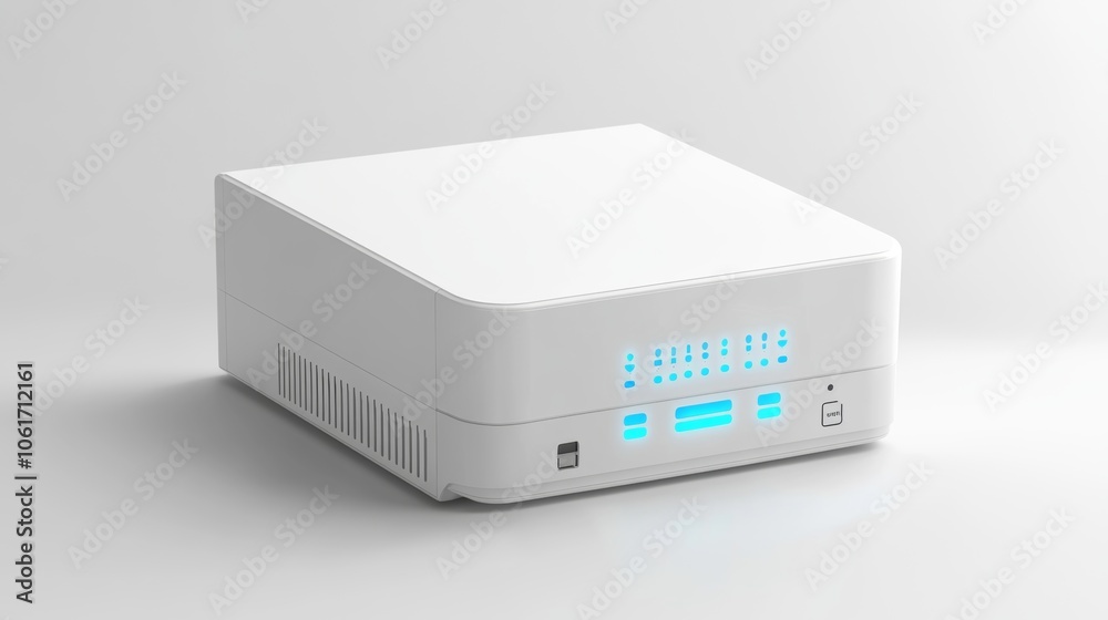 Modern White Computer Server with Blue LED Lights Technology and Data Center Modern White Computer Server with Blue LED Lights Technology and Data Center