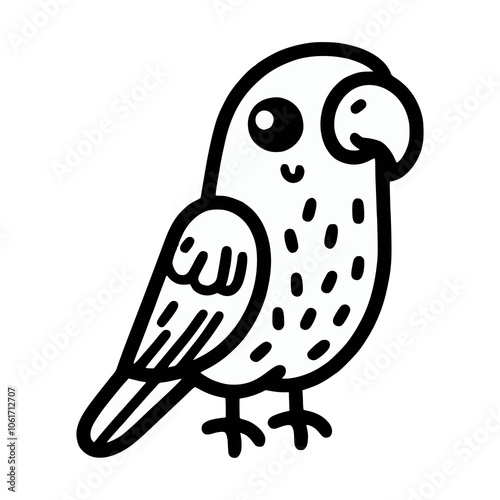 cartoon cute parrot bird pet domestic animal doodle hand drawn vector illustration template design