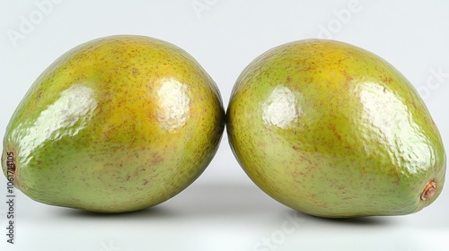 Fresh Green Avocados Isolated on White Background Healthy Food Organic Produce Fruit D