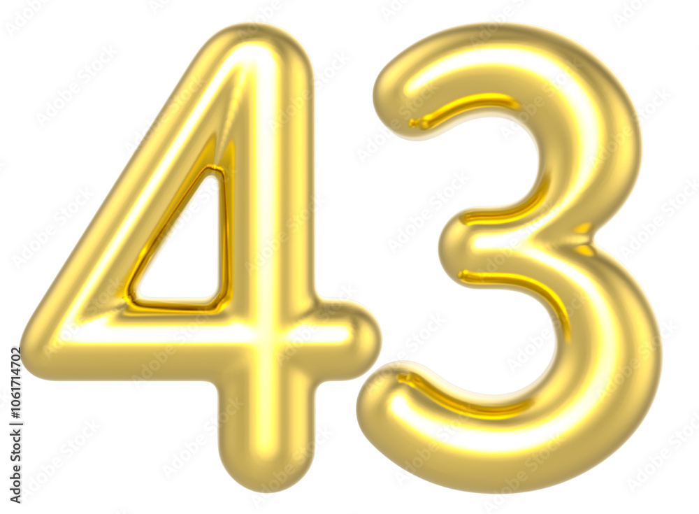 43 Number Gold Render 43 Number Gold Render