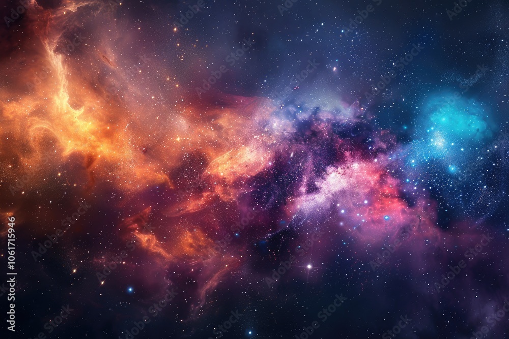 Fototapeta premium Cosmic Nebula with Star Clusters and Dusty Clouds