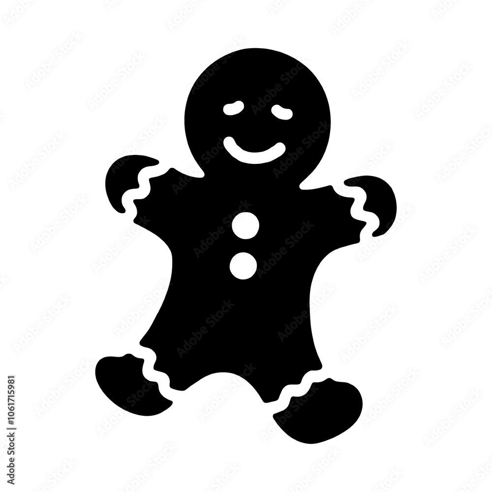 Fototapeta premium 寝ているポーズのクリスマスの人型のジンジャークッキーのシルエットイラスト 透過背景の切り抜き
