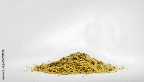 green tea powder on transparent png isolated with white shades, png photo