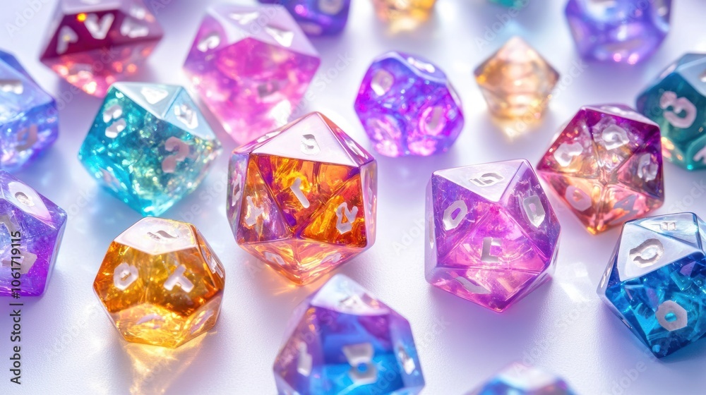 Fototapeta premium dice displayed in a dynamic spiral formation on a white background,