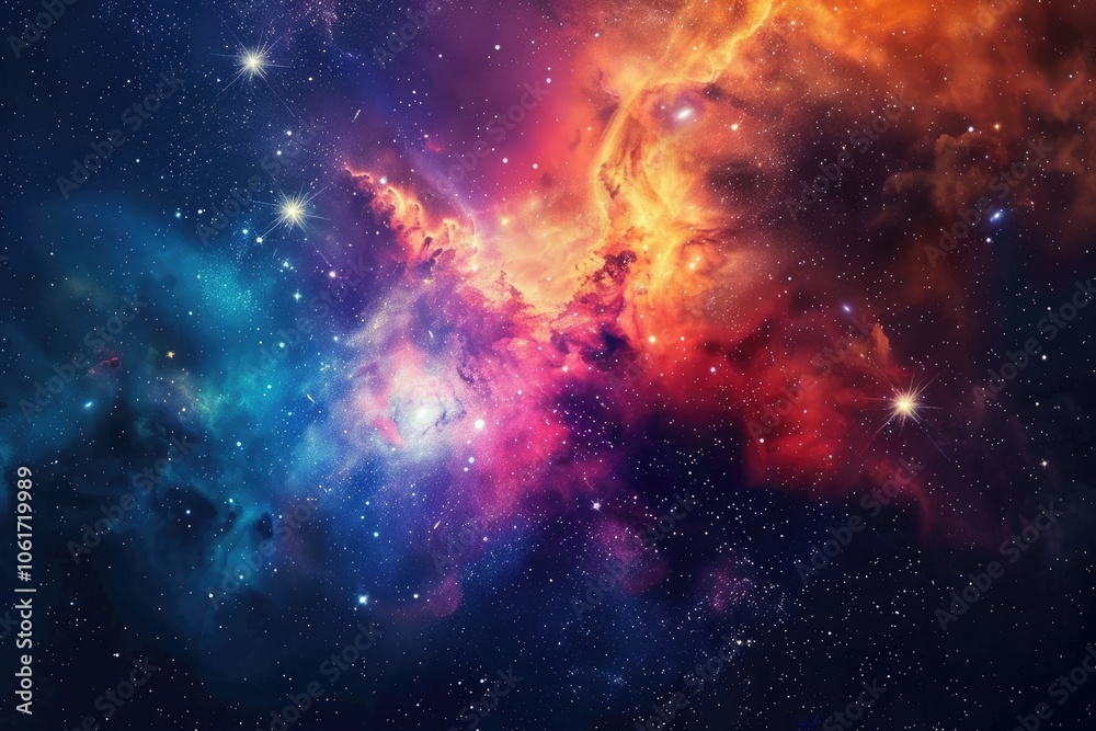 Fototapeta premium Cosmic Nebula with Stars and Galaxies