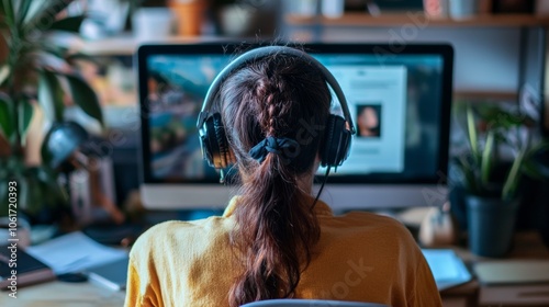 A student accessing online teaching materials through an e-learning platform, using digital content like educational videos and interactive exercises to complete assignments