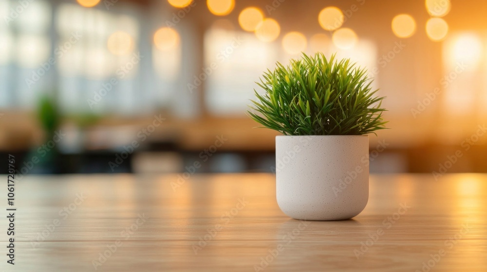 Modern Workspace with Green Plant Decoration