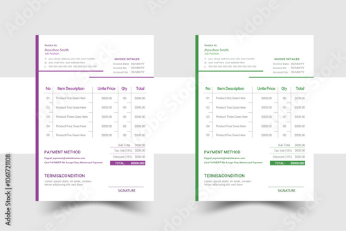 Professional Invoice Design Template (Modern Invoice Design).Creative, modern, unique, clean, and professional corporate company business letterhead and invoice template design