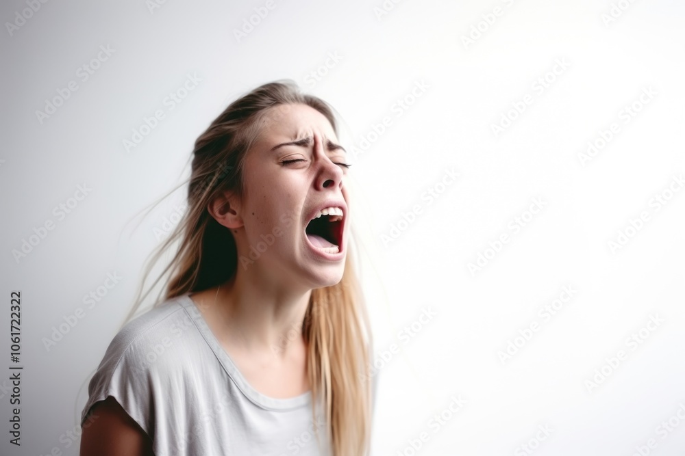 Woman screaming shouting adult frustration. Woman screaming shouting adult frustration.