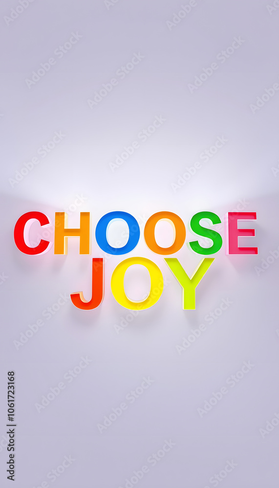 Fototapeta premium CHOOSE JOY. colorful typography slogan on transparent background isolated with white highlights, png