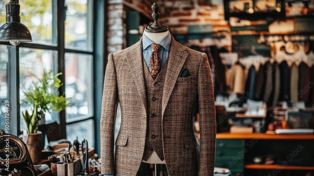 The Art of Tailoring: A Detailed Look at a Custom Suit.Concept of luxury, craftsmanship, bespoke tailoring, attention to detail, high-end fashion. The Art of Tailoring: A Detailed Look at a Custom Suit.Concept of luxury, craftsmanship, bespoke tailoring, attention to detail, high-end fashion.