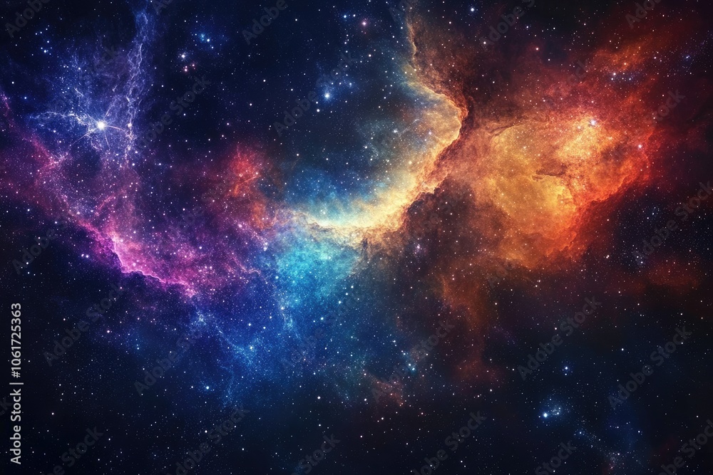 Fototapeta premium A Cosmic Nebula with Multicolored Clouds and Stars