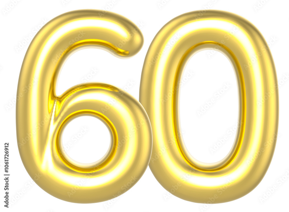 60 Number Gold Render