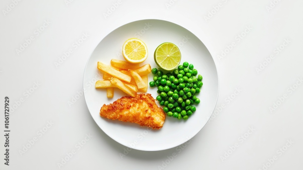 Classic English Fried Fish and Chips Plate Classic English Fried Fish and Chips Plate