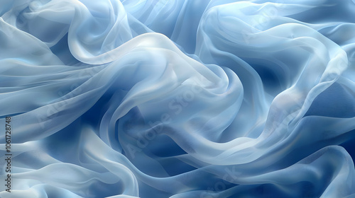 Abstract Blue Fabric Background - Flowing Waves of Texture