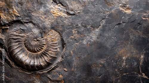 Close-Up View of Stone Surface Featuring Fossil photo