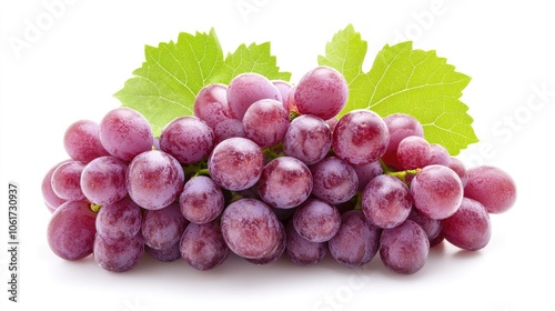 Fresh Purple Grapes with Green Leaves