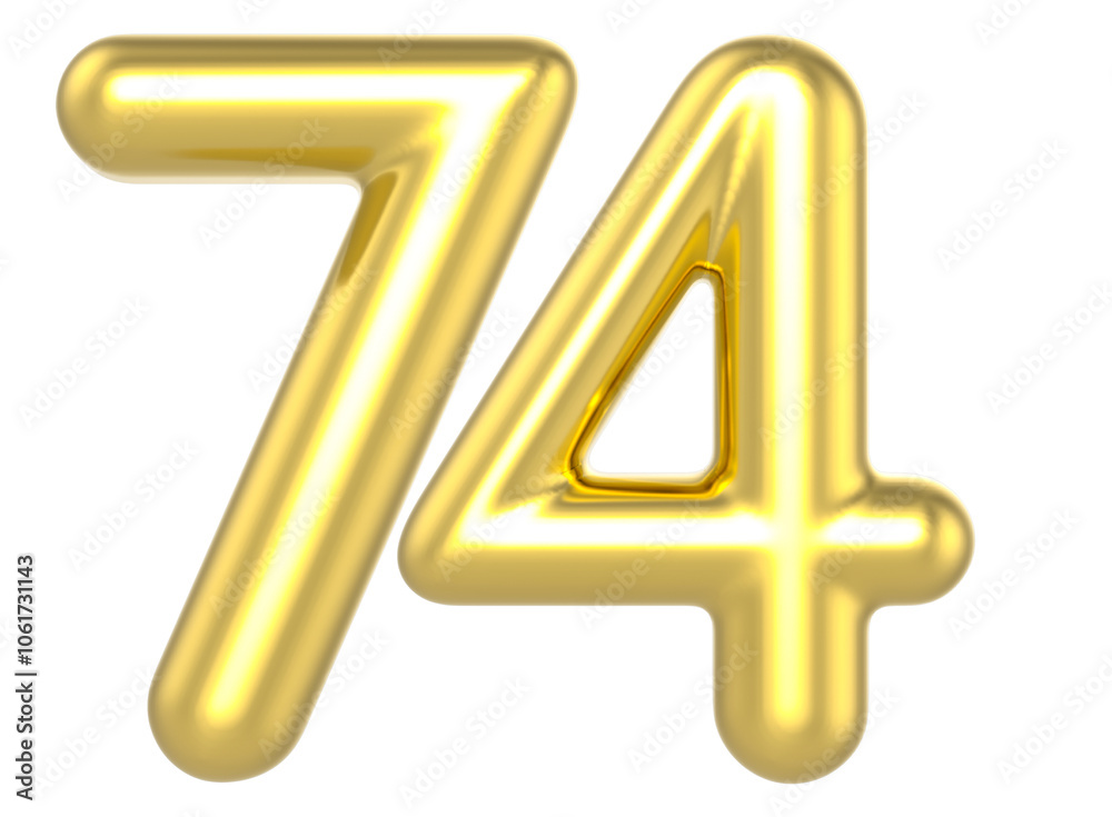 74 Number Gold Render