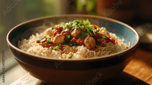 Flavorful Chicken Biryani in a Bowl