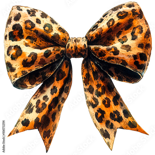 Cute Santa Faces with Leopard Print Hats, Santa Claus illustrations wearing leopard print hats and festive bows, accented with holly berries for a playful holiday theme. - Leopard Print coquette Bow

