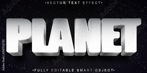 Cartoon White Planet Vector Fully Editable Smart Object Text Effect