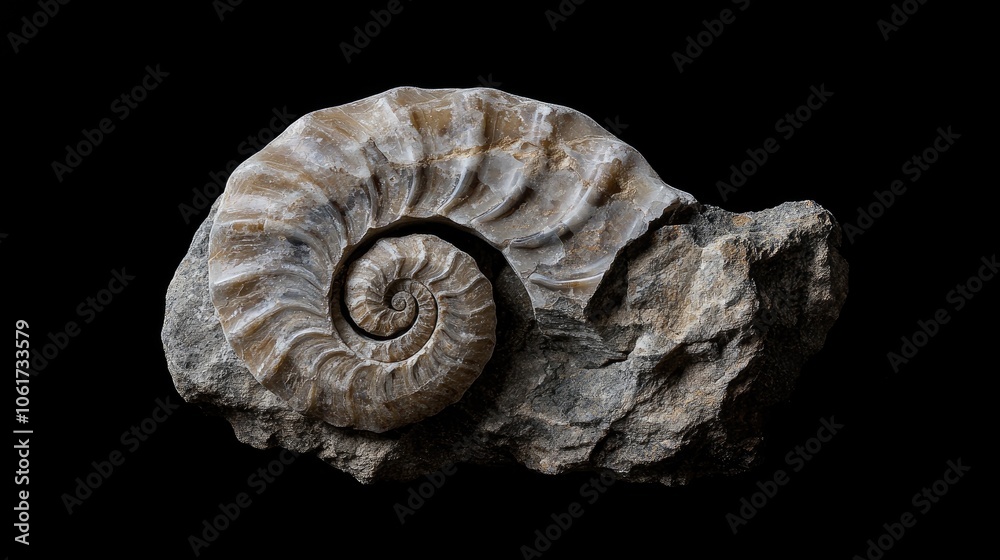 Ammonite Fossil Top Down View with Natural Texture Ammonite Fossil Top Down View with Natural Texture