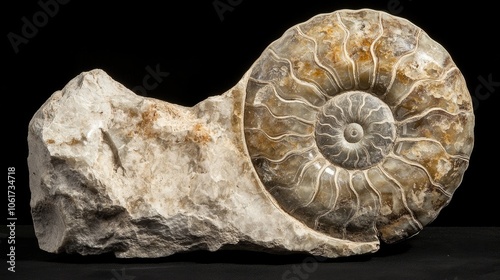 Fossilized Ammonite Close-Up with Detail