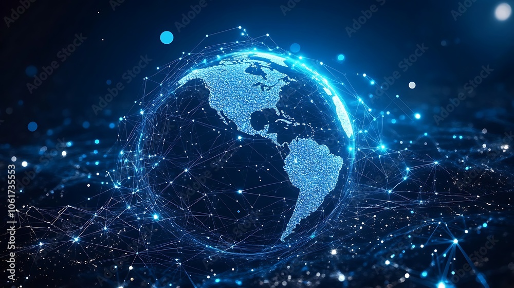 Abstract digital globe with glowing connections, Technology 3d globe planet earth Abstract digital globe with glowing connections, Technology 3d globe planet earth