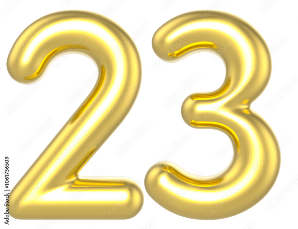 23 Number Gold Render 23 Number Gold Render