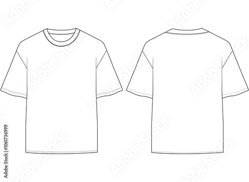oversized t shirt vector tee Shirt fashion flat drawing illustration template template