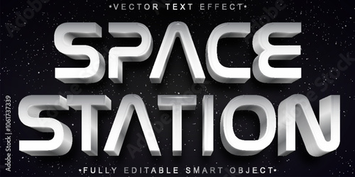 Silver Space Station Vector Fully Editable Smart Object Text Effect