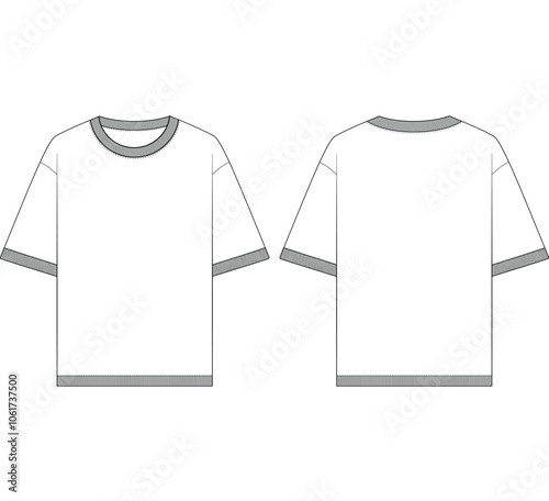 oversized t shirt vector tee Shirt fashion flat drawing illustration template template