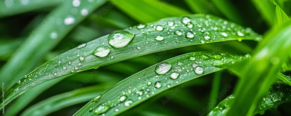Green leaves with water droplets . Green leaves with water droplets .