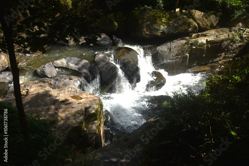 landscape of Nangrong waterfall relaxing place travel location on Thailand