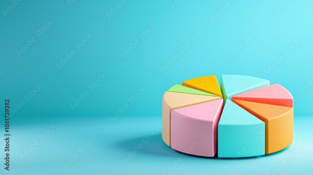 Fototapeta premium Colorful Pie Chart on a Bright Background