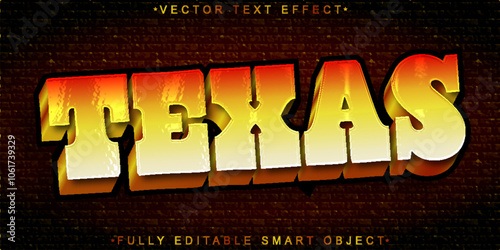 Texas Vector Fully Editable Smart Object Text Effect