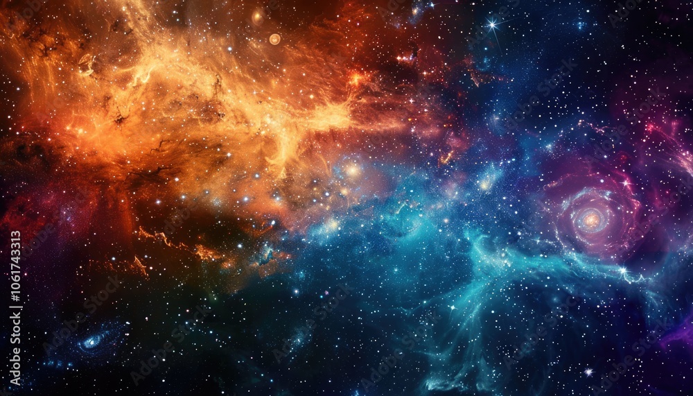 Obraz premium A Cosmic Tapestry of Stars, Nebulae, and Galaxies