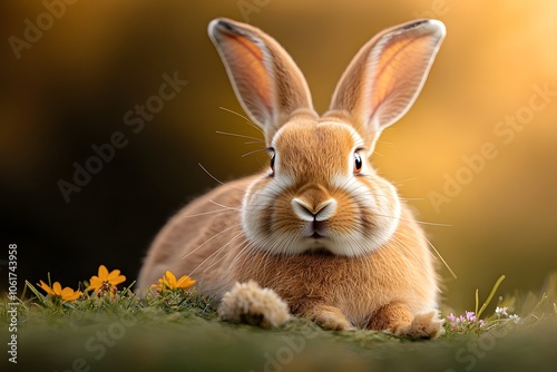 Relaxing Close-Up of a Soft Rabbit in Grassy Field