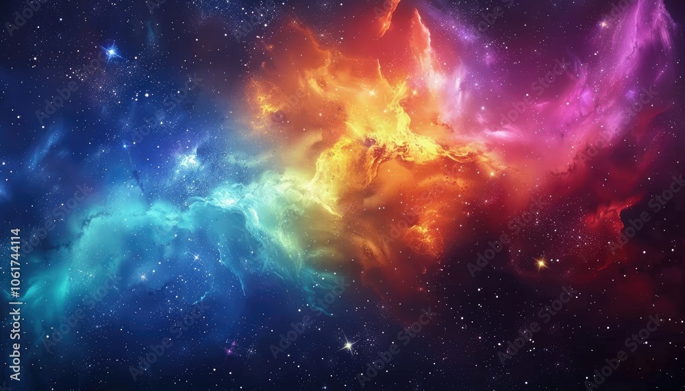 A Cosmic Landscape with Vivid Nebulas and Stars A Cosmic Landscape with Vivid Nebulas and Stars