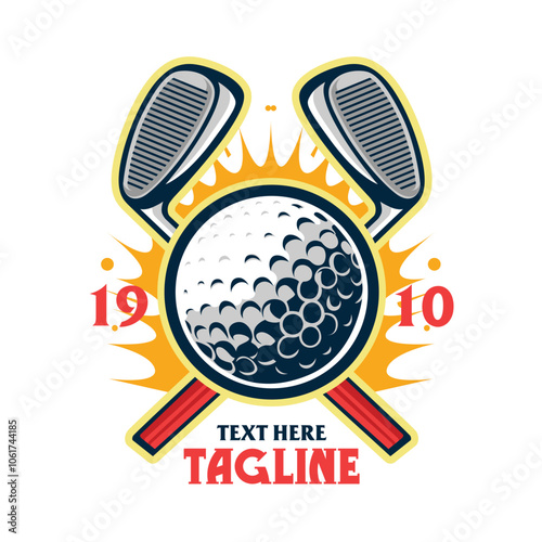 Golf logo. Golf putter and ball. Vector illustration