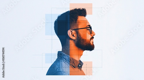 Wallpaper Mural A stylishly dressed man in profile. He wears glasses, showcasing contemporary fashion and a confident demeanor against a minimalistic background. Torontodigital.ca