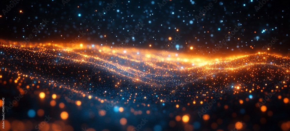 Fototapeta premium Mesmerizing Cosmic Landscape with Glowing Celestial Phenomena in the Starry Night Sky