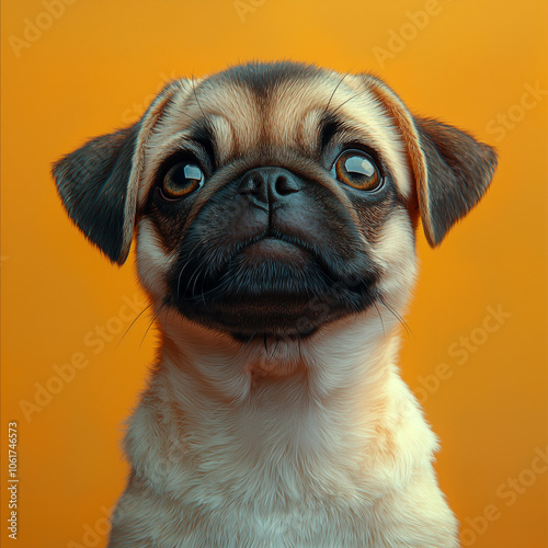 Sassy Pug Striking a Playful Pose with Adorable, Expressive Features