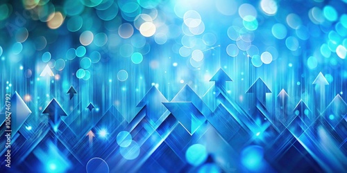 Abstract Blue Arrows with Bokeh Background - Stunning Panoramic Photography for Creative and Modern Designs, Vivid Colors and Dynamic Shapes Capturing the Essence of Motion and Fluidity